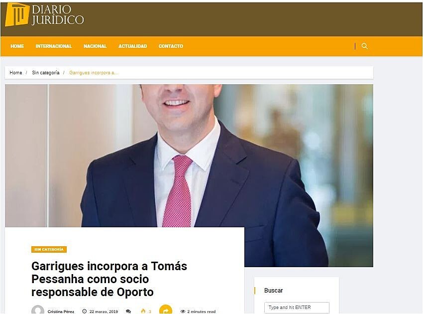 Garrigues incorpora a Toms Pessanha como socio responsable de Oporto